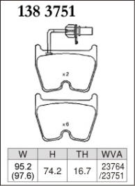 Тормозные колодки Dixcel Z type Z-1383751 Audi RS3 RS Q3 RS4 RS6 R8 TT Lamborghini Gallardo Brembo® 8pot передние