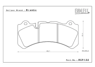 Тормозные колодки Endless RCP132 MX72 для Brembo® GT6 Callipers Wide Rotors (58mm pad depth) Brembo Pad # 07.9551.13 передние