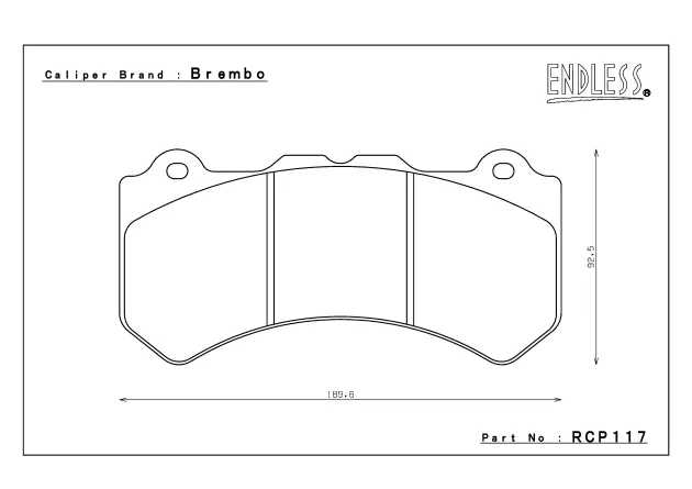 Тормозные колодки Endless ME20 (CC40) RCP117 18.5мм Nissan GT-R R35 передние фото 3