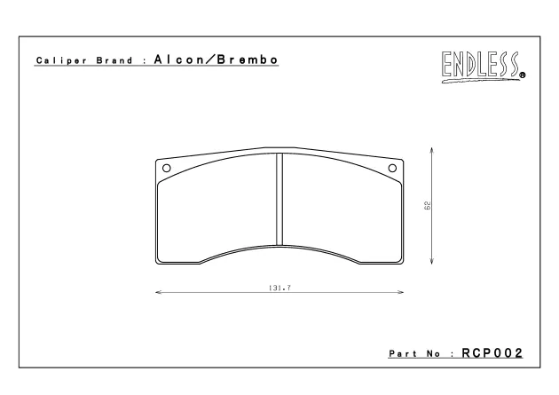 Тормозные колодки Endless RCP002 N35S (CC43) для гоночных суппортов Alcon®, Brembo® 4pot 16мм, JBT FB4P1 фото 3