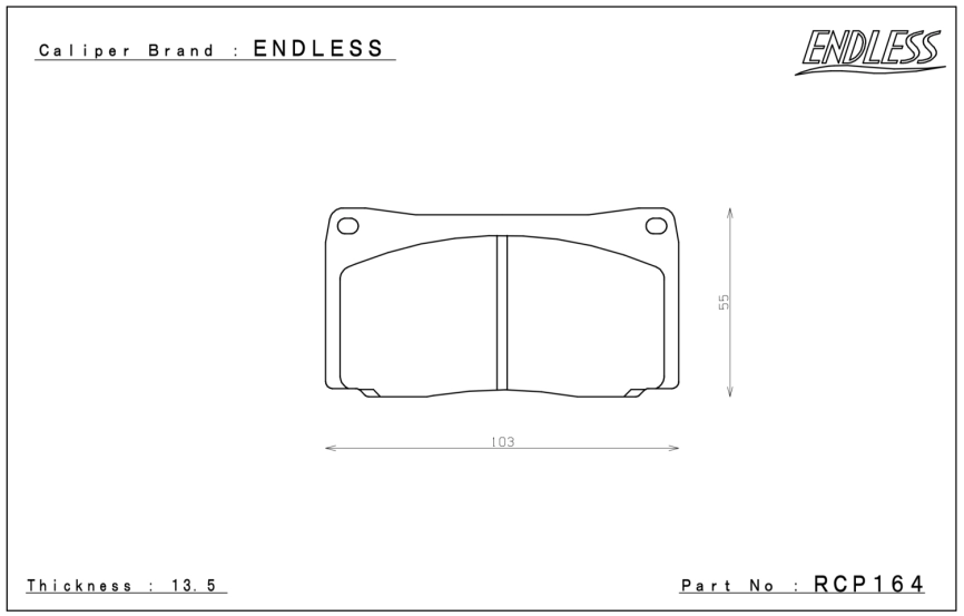 Тормозные колодки Endless RCP164 ME20 для суппорта Endless® S4 S4r фото 6