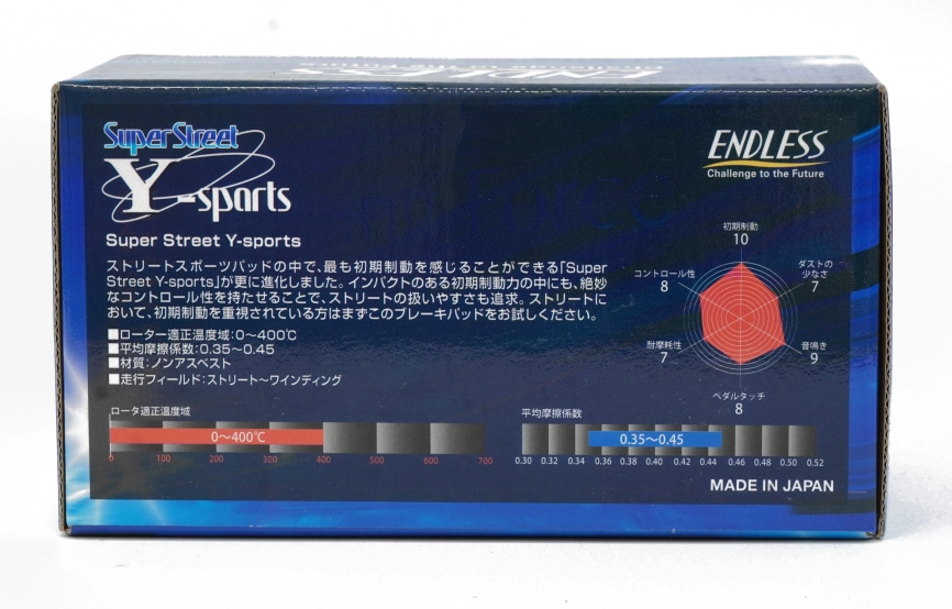 Тормозные колодки Endless Y-Sports EP357 SSY Mitsubishi EVO V-IX CT9A GSR-RS, CZ4A, Subaru GDB GRB, 4pot Brembo® передние фото 7