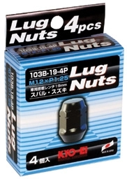 Колесные гайки KYO-EI Lug nuts 19hex M12x1,25 4 шт черные фото 1