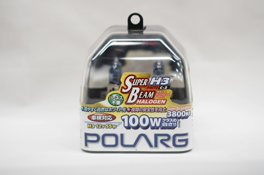 Лампы галогенные Polarg Super Beam Halogen White C-2 H3 12V 55W(100W) 3800K фото 1