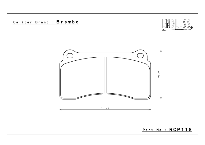Тормозные колодки Endless ME20 (CC40) RCP118 17.5мм зад Nissan GT-R R35 фото 2